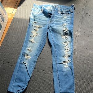 AE distressed Blue Jeans for Women